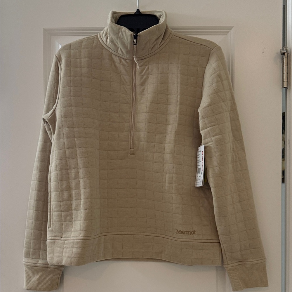 Marmot Women's Tan Quilted Half-Zip Sweatshirt